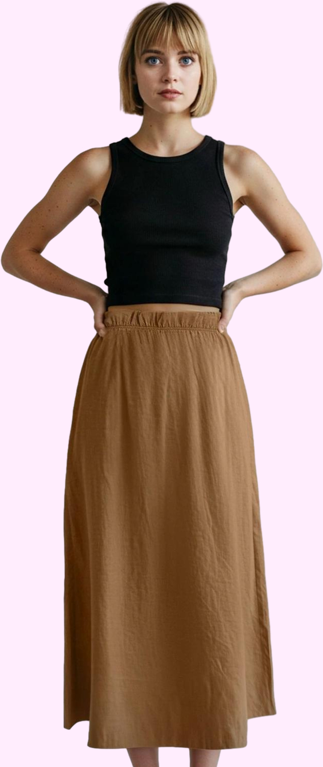 Kadın Yüksek Bel Kloş Midi Etek Günlük Casual Tarz Modern Tasarım Yaz Aylarının Vazgeçilmezi