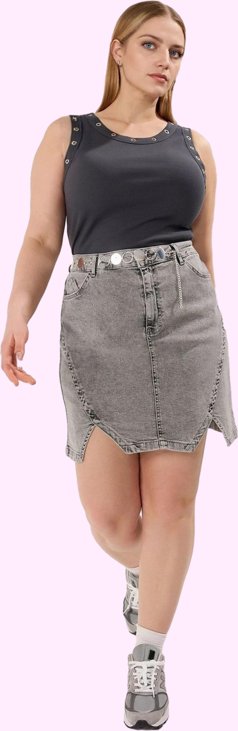 Kadın Mini Denim Etek Renk Yüksek Bel A line Pamuk Yaz Kombinleri Günlük Kullanım Hafta Sonu