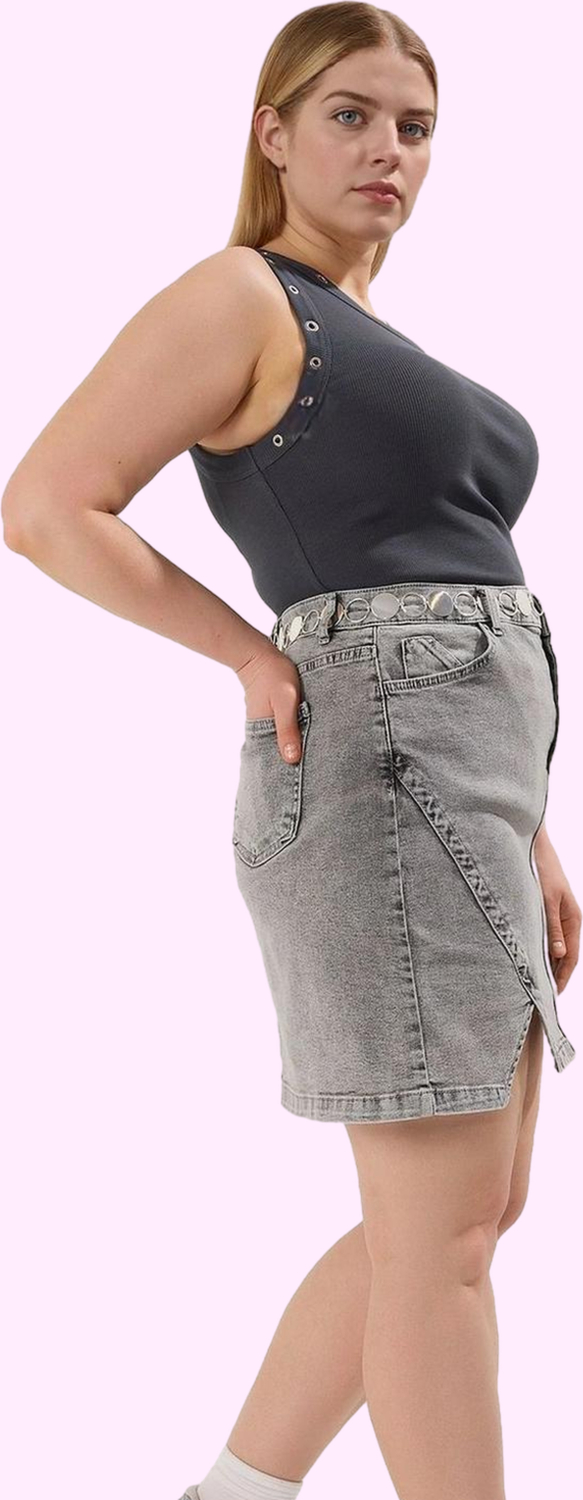 Kadın Mini Denim Etek Renk Yüksek Bel A line Pamuk Yaz Kombinleri Günlük Kullanım Hafta Sonu