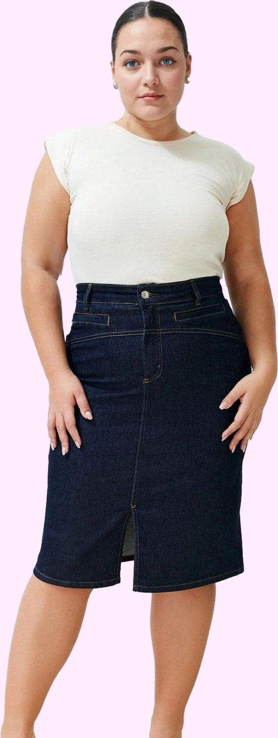 Kadın Denim Midi Etek Yüksek Bel Kalem Kalıp Günlük Kombinler İçin Yaz Aylarının Vazgeçilmezi