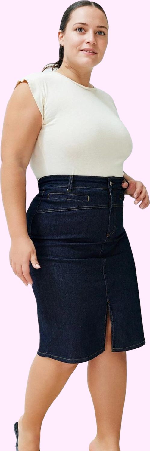 Kadın Denim Midi Etek Yüksek Bel Kalem Kalıp Günlük Kombinler İçin Yaz Aylarının Vazgeçilmezi