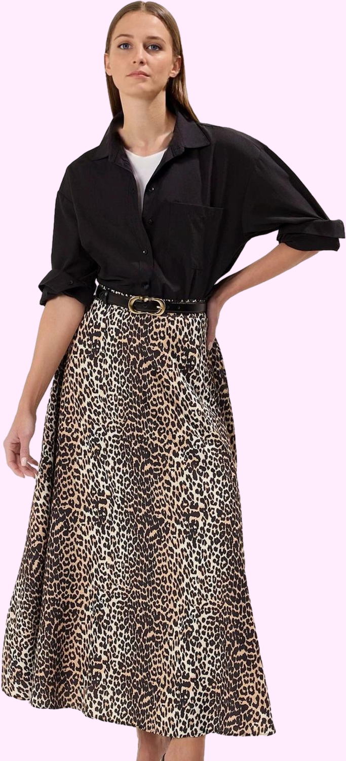 Kadın Maxi Boy Leopar Desenli Dokuma Etek Queen Crep Kumaş Günlük Şık Yaz Aylarının Vazgeçilmezi