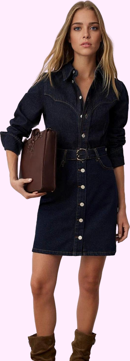 Kadın Pamuk Denim Mini Etek Ön Düğmeli Rigid Günlük Kombinler İçin Yaz Aylarının Vazgeçilmezi