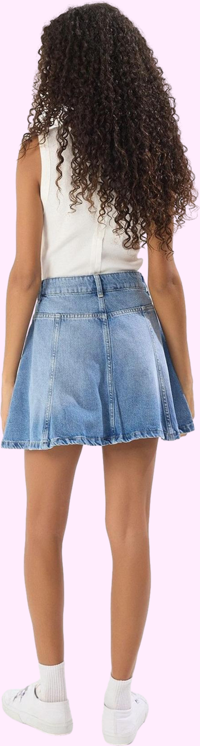 Kadın Pamuklu Denim Mini Etek; Yazlık Fırfırlı A line Yüksek Bel Yaz Aylarının Vazgeçilmezi