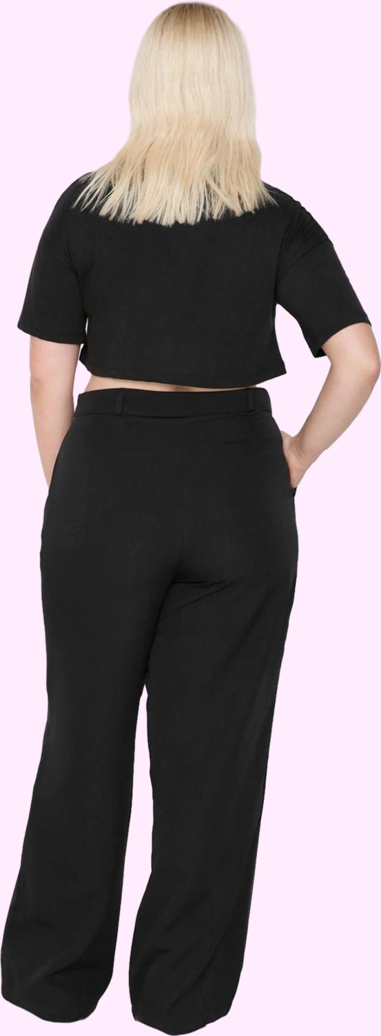 Kadın Düz Desen Wide Leg Pantolon Yüksek Bel Rahat Kalıp Günlük Kullanım Dayanıklı Malzeme