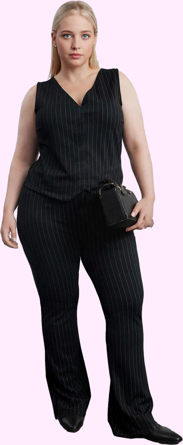 Kadın Çizgili Geniş Paça Pantolon Yüksek Bel Regular Kesim Rahat Günlük Yaz Aylarının Vazgeçilmezi