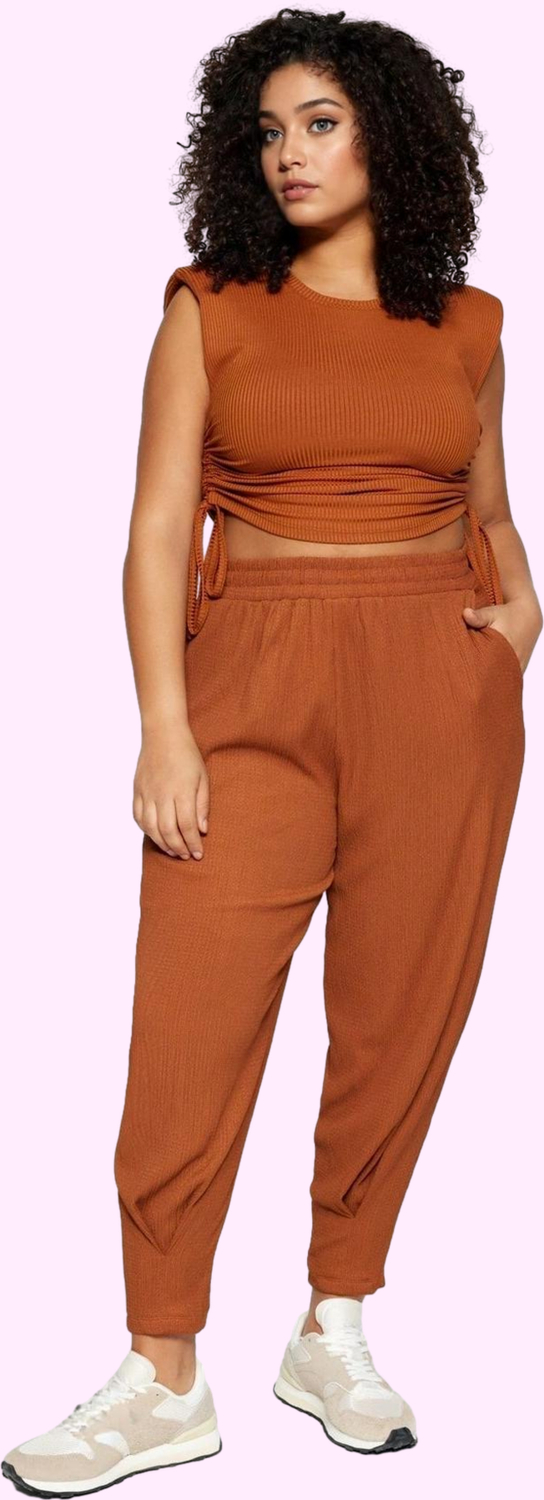 Kadın Büyük Beden Örme Pantolon Yüksek Bel Havuç Kalıp Regular Boy Yaz Aylarının Vazgeçilmezi