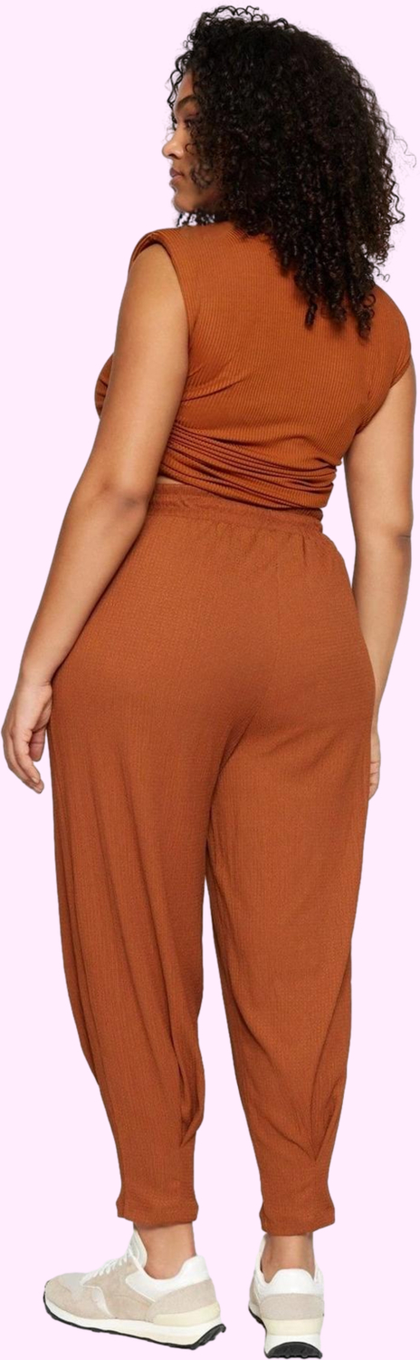 Kadın Büyük Beden Örme Pantolon Yüksek Bel Havuç Kalıp Regular Boy Yaz Aylarının Vazgeçilmezi