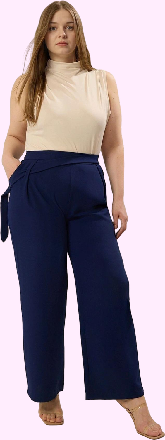 Kadın Geniş Paça Pantolon Polyester Dokuma Kumaş İş Hayatının Şıklığı Yaz Aylarının Vazgeçilmezi