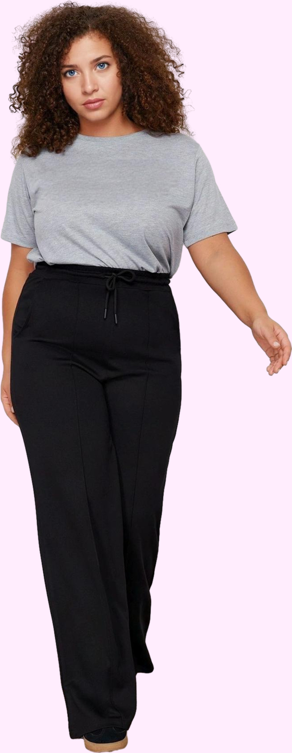 Kadın Düz Desen Regular Geniş Paça Pantolon Yüksek Bel Rahat Günlük Stil Dayanıklı Malzeme