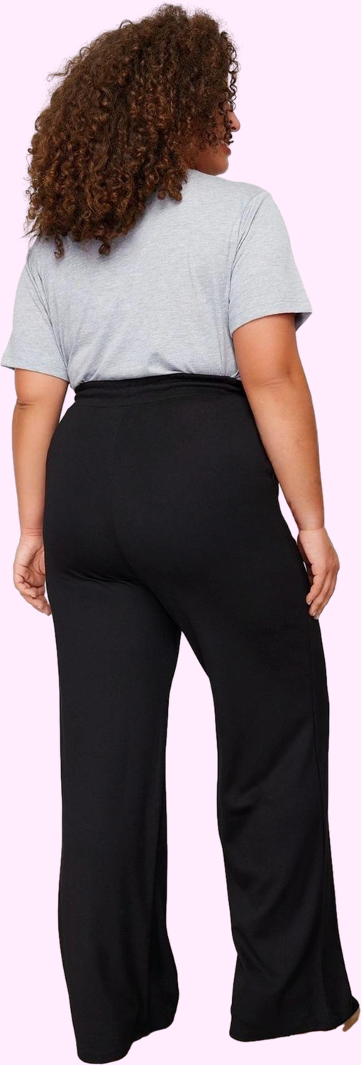 Kadın Düz Desen Regular Geniş Paça Pantolon Yüksek Bel Rahat Günlük Stil Dayanıklı Malzeme