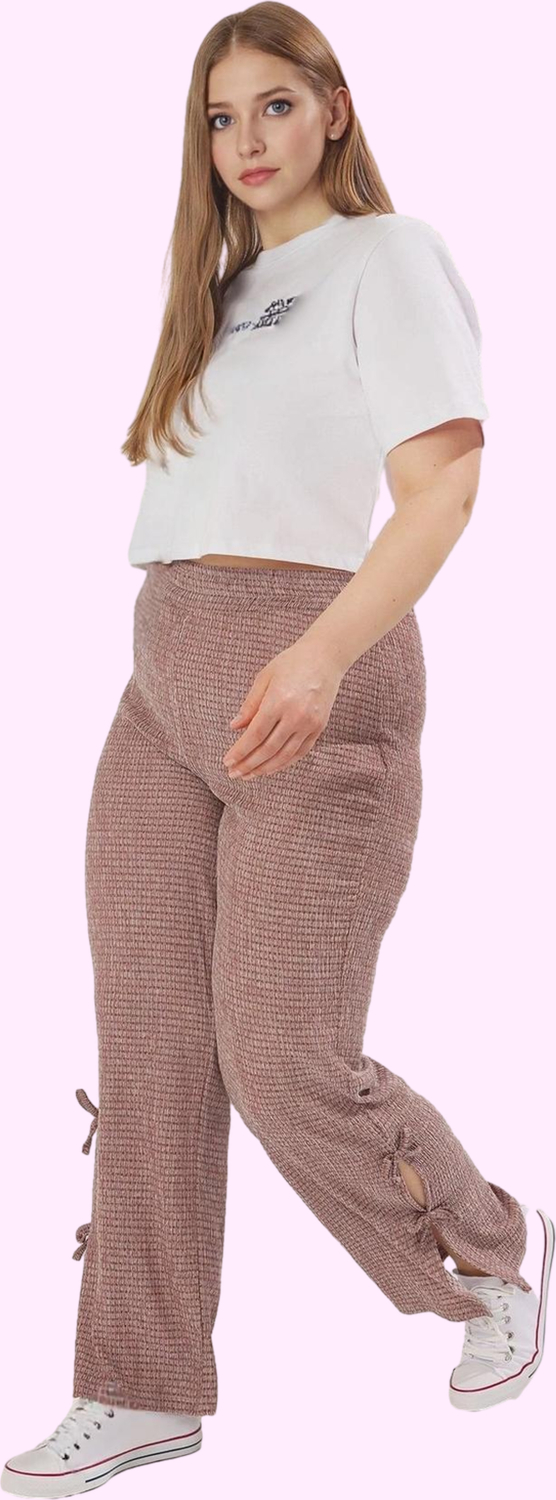 Kadın Dokulu Desenli Geniş Paça Pantolon Yüksek Bel Rahat Günlük Yaz Aylarının Vazgeçilmezi