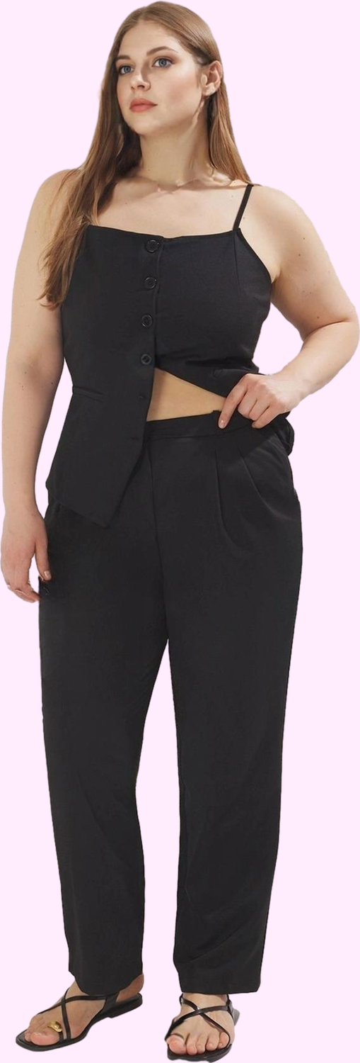 Kadın Düz Desen Uzun Boy Pilili Geniş Paça Pantolon İş Ve Günlük Kullanım Kaliteli Malzeme