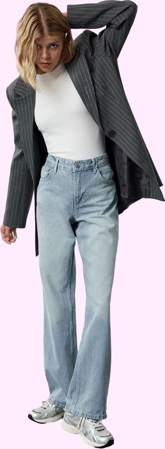 Kadın Denim Pamuk Wide Leg Jean Pantolon Günlük Stil Hafta Sonu Yaz Aylarının Vazgeçilmezi