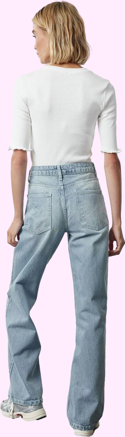 Kadın Denim Pamuk Wide Leg Jean Pantolon Günlük Stil Hafta Sonu Yaz Aylarının Vazgeçilmezi