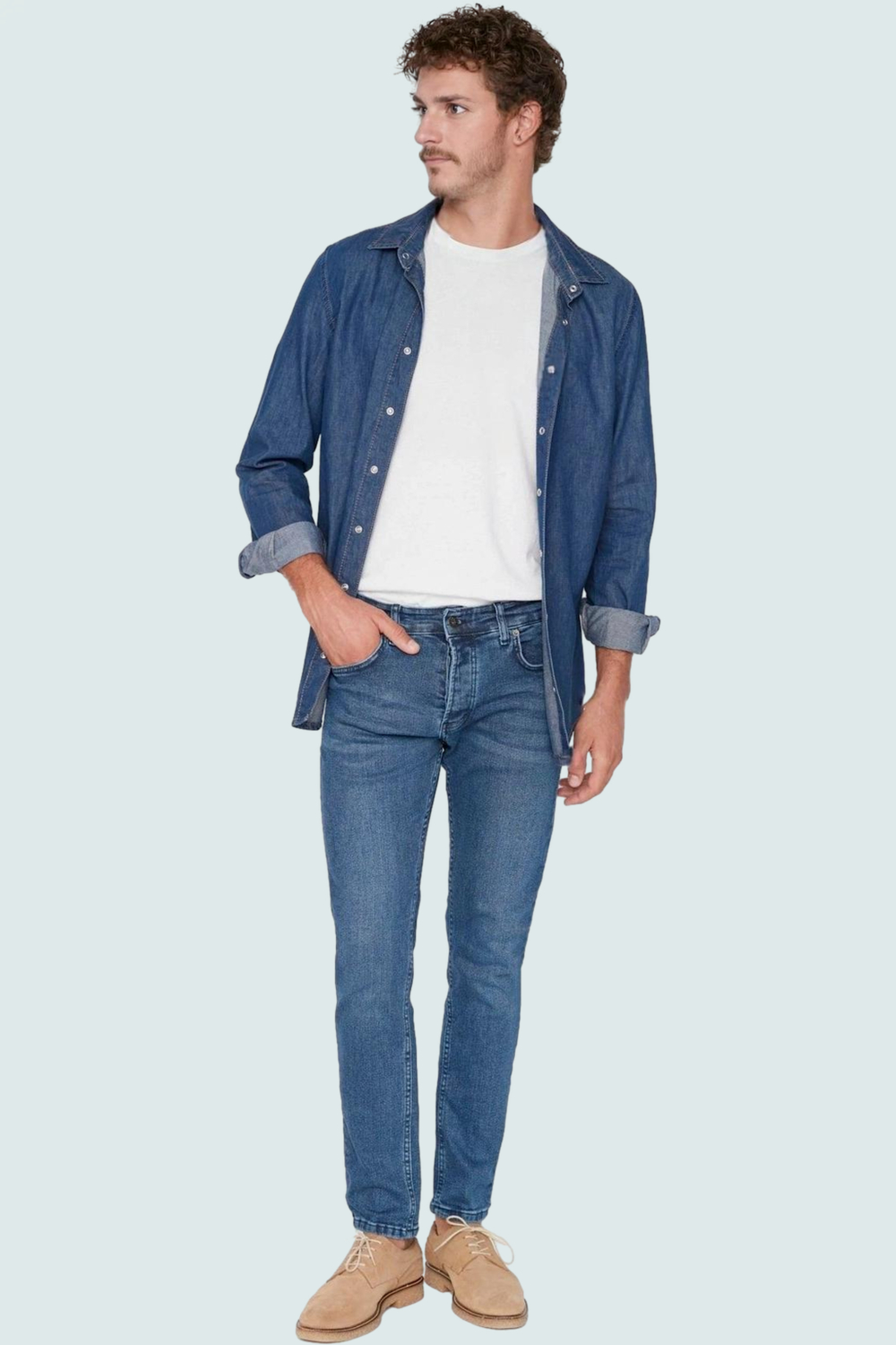 Erkek Dar Kesim Esnek Denim Pantolon Eskitme Detaylı Fonksiyonel Dayanıklı Kaliteli Modern