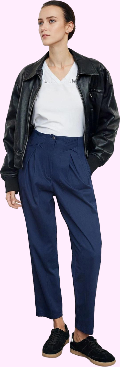 Kadın Pamuklu Rahat Havuç Pantolon Gabardin Dokuma Günlük Stil Hafta Sonu Kaliteli Malzeme