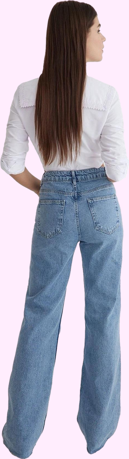 Kadın Denim Geniş Paça Pantolon Pamuk Yüksek Bel Uzun Boy Günlük Stil Yaz Aylarının Vazgeçilmezi