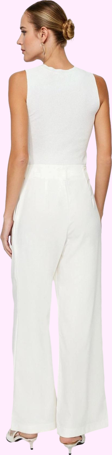 Kadın Yüksek Bel Geniş Paça Pantolon Polyester Dokuma Kumaş Günlük Şıklık Kaliteli Malzeme