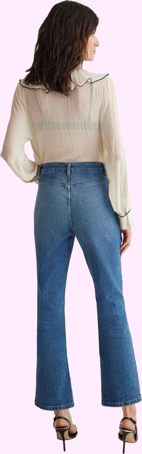 Kadın Normal Bel Denim İspanyol Paça Jean Günlük Casual Flare Hafta Sonu Dayanıklı Malzeme