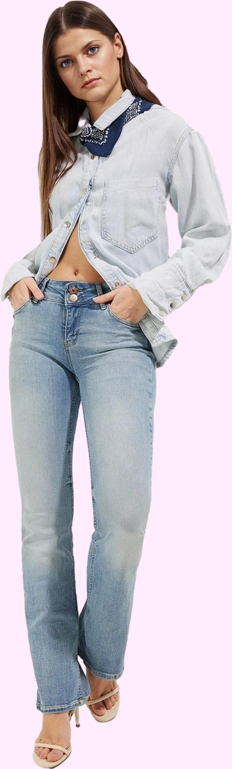 Kadın Denim Flare Jeans Düşük Bel İspanyol Paça Günlük Kullanım Yaz Aylarının Vazgeçilmezi