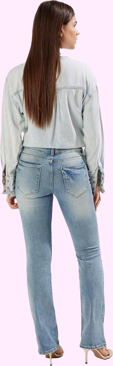 Kadın Denim Flare Jeans Düşük Bel İspanyol Paça Günlük Kullanım Yaz Aylarının Vazgeçilmezi