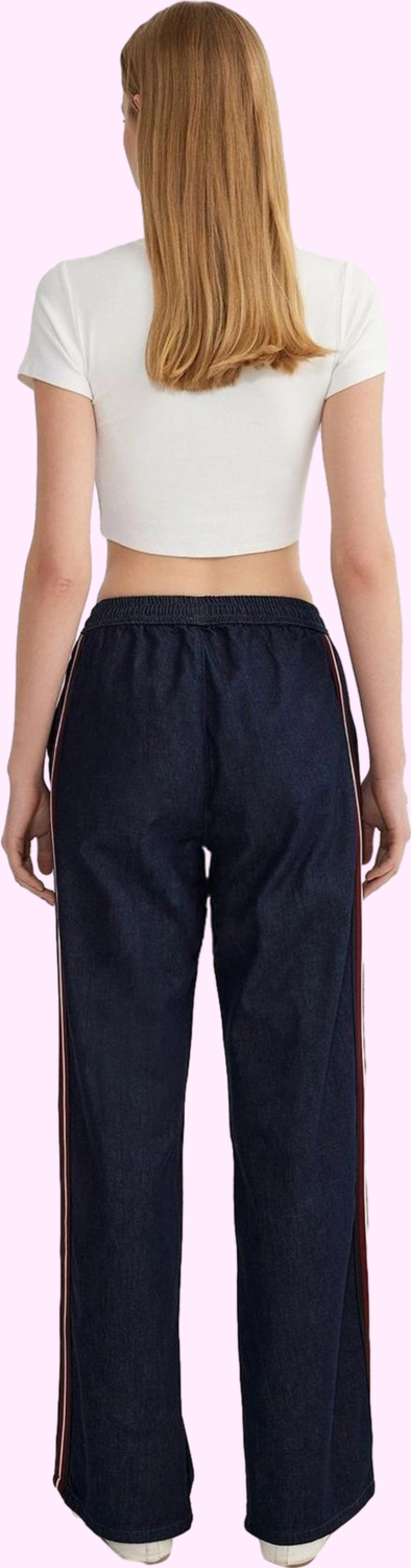 Kadın Pamuk Denim Pantolon Yüksek Bel Geniş Paça Günlük ve Rahat Yaz Aylarının Vazgeçilmezi