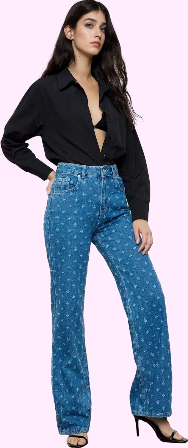 Kadın Denim Pamuk Uzun Boy Yüksek Bel Wide Leg Jean Pantolon Günlük Kullanım Modern Tasarım