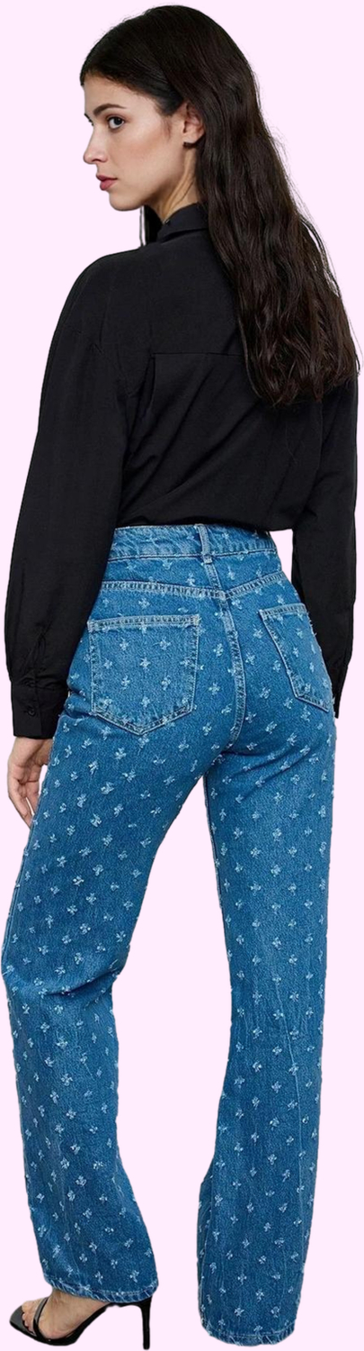 Kadın Denim Pamuk Uzun Boy Yüksek Bel Wide Leg Jean Pantolon Günlük Kullanım Modern Tasarım
