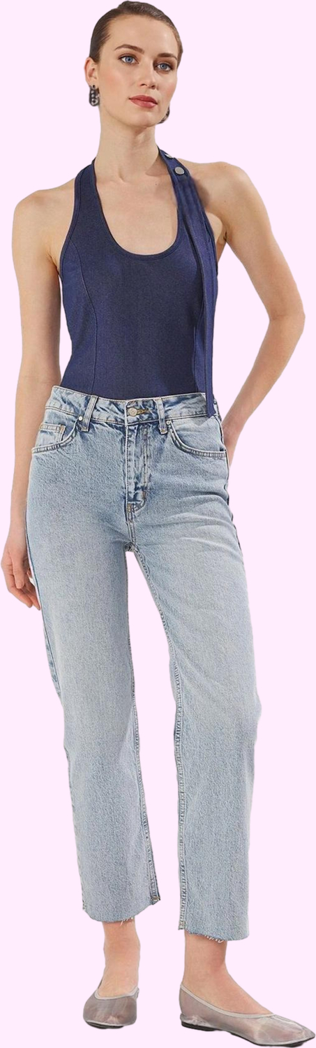 Kadın Denim Straight Jean Pantolon; Normal Bel Rahat Kalıp Günlük Stil Yaz Aylarının Vazgeçilmezi
