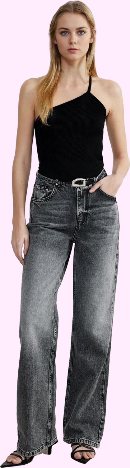 Kadın Jean Pantolon Yüksek Bel Wide Leg Denim Casual Günlük Stiller İçin Dayanıklı Malzeme
