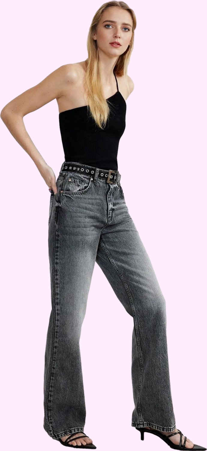 Kadın Jean Pantolon Yüksek Bel Wide Leg Denim Casual Günlük Stiller İçin Dayanıklı Malzeme
