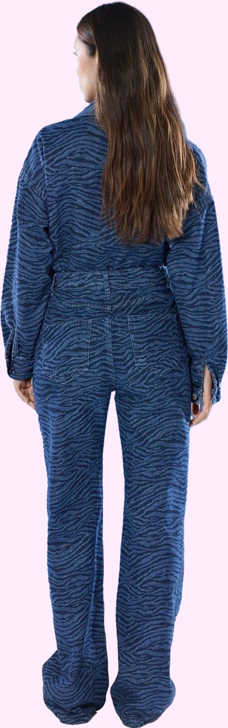 Kadın Zebra Desenli Wide Leg Jean Pantolon Pamuk Casual Stil Günlük Kullanım Modern Tasarım