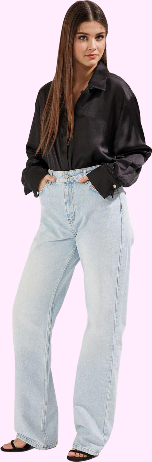 Kadın Pamuk Denim Regular Jean Pantolon Düz Desen Günlük Kombinler Yaz Aylarının Vazgeçilmezi