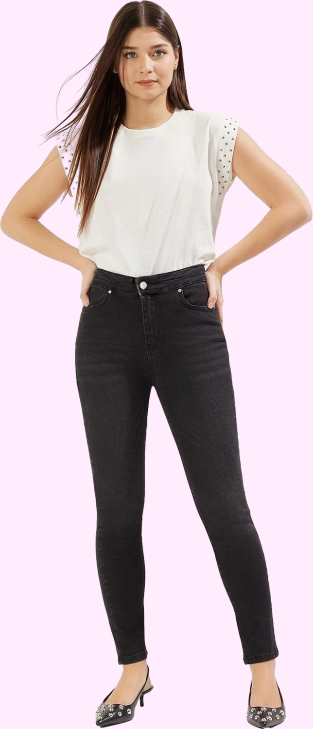 Kadın Yüksek Bel Skinny Jean Pamuk Stretch Denim Casual Stil Günlük Kullanım Modern Tasarım