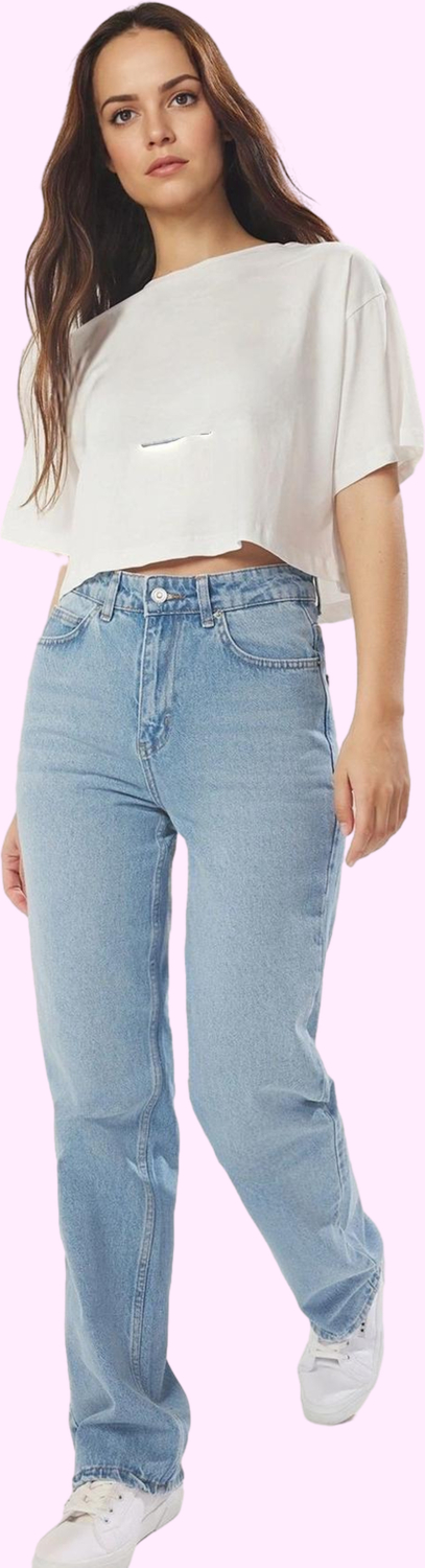 Kadın Pamuk Denim Straight Jean Pantolon Yüksek Bel Günlük Kullanım Yaz Aylarının Vazgeçilmezi