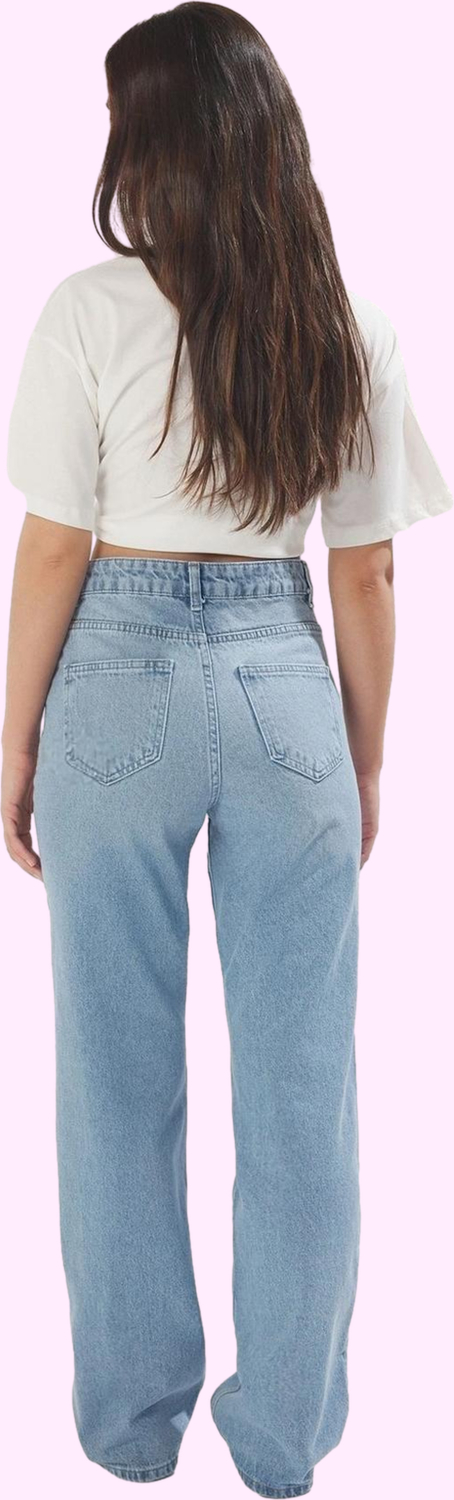 Kadın Pamuk Denim Straight Jean Pantolon Yüksek Bel Günlük Kullanım Yaz Aylarının Vazgeçilmezi