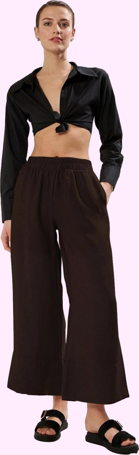 Kadın Yüksek Bel Wide Leg Dokuma Pantolon Casual Günlük Stil Hafta Sonu Yaz Aylarının Vazgeçilmezi
