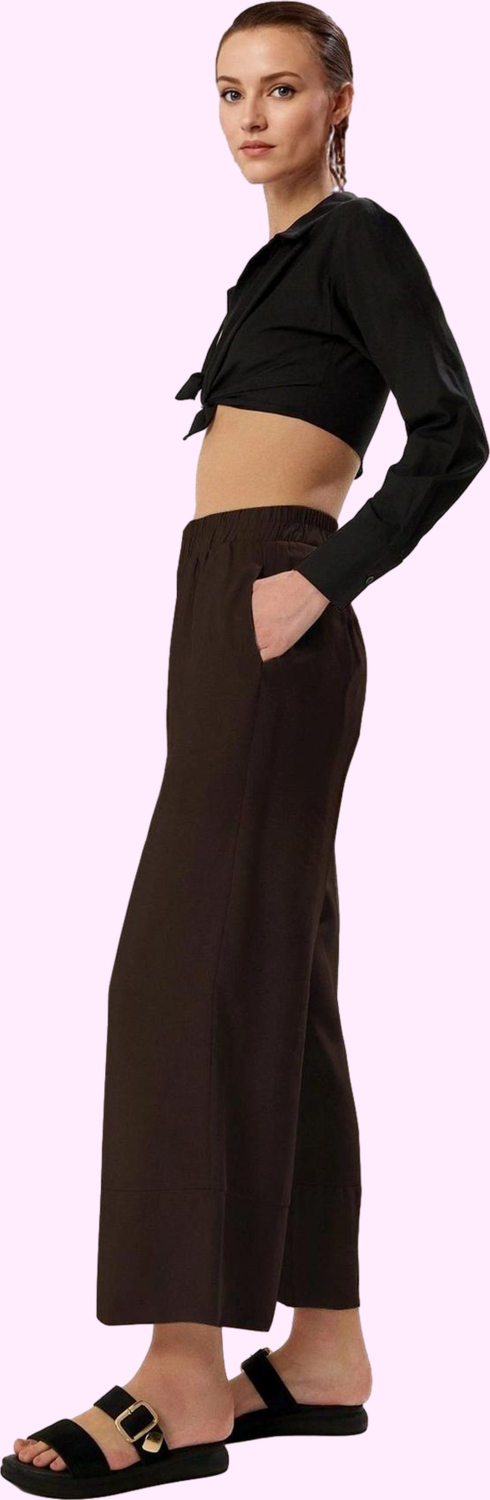 Kadın Yüksek Bel Wide Leg Dokuma Pantolon Casual Günlük Stil Hafta Sonu Yaz Aylarının Vazgeçilmezi