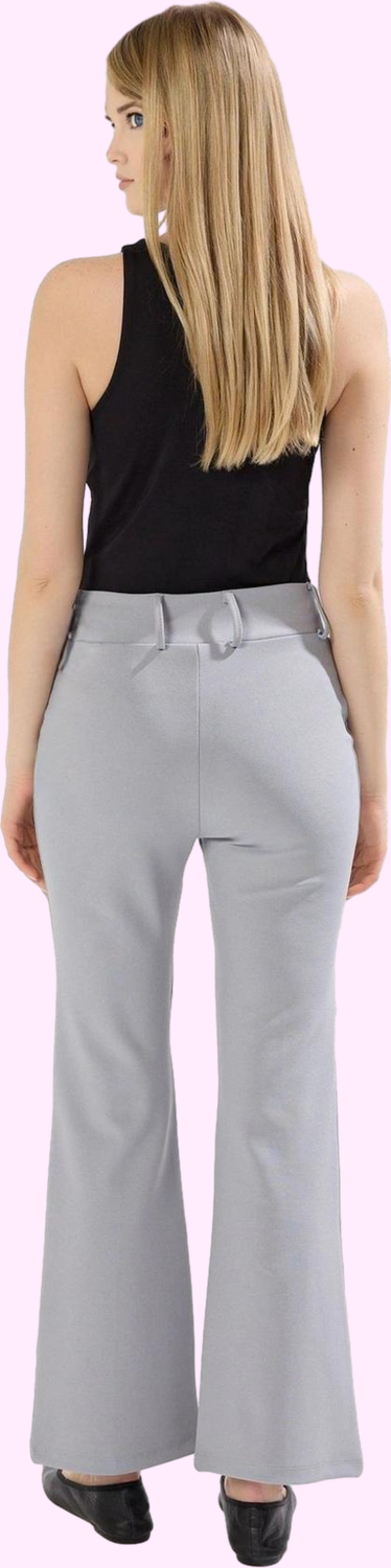 Kadın Düz Desen Geniş Paça Pantolon Yüksek Bel Beli Lastikli Rahat Günlük Kombin Hafta Sonu