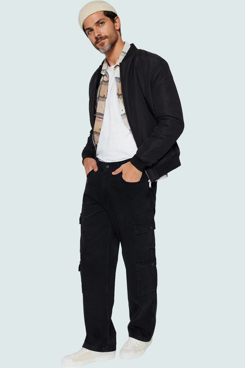 Erkek Pamuk Denim Kargo Pantolon Baggy Kalıp Normal Bel Günlük Kullanım Yaz Aylarının Vazgeçilmezi