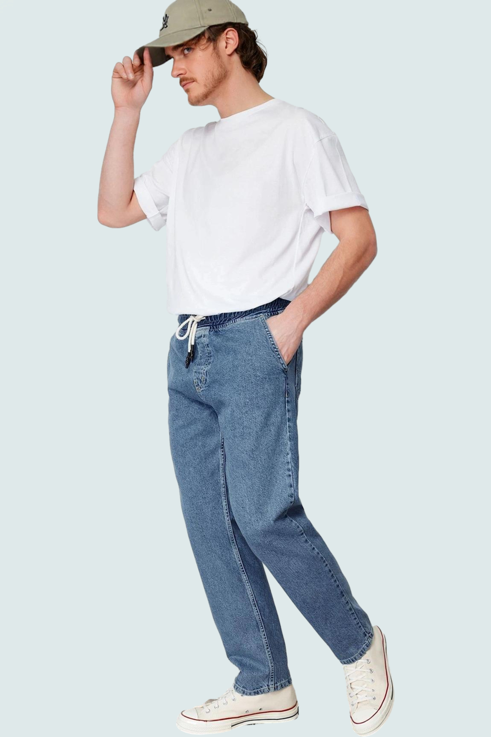 Erkek Relaxed Fit Kordonlu Jean Pantolon Fonksiyonel Dayanıklı Kaliteli Konforlu Estetik Şık