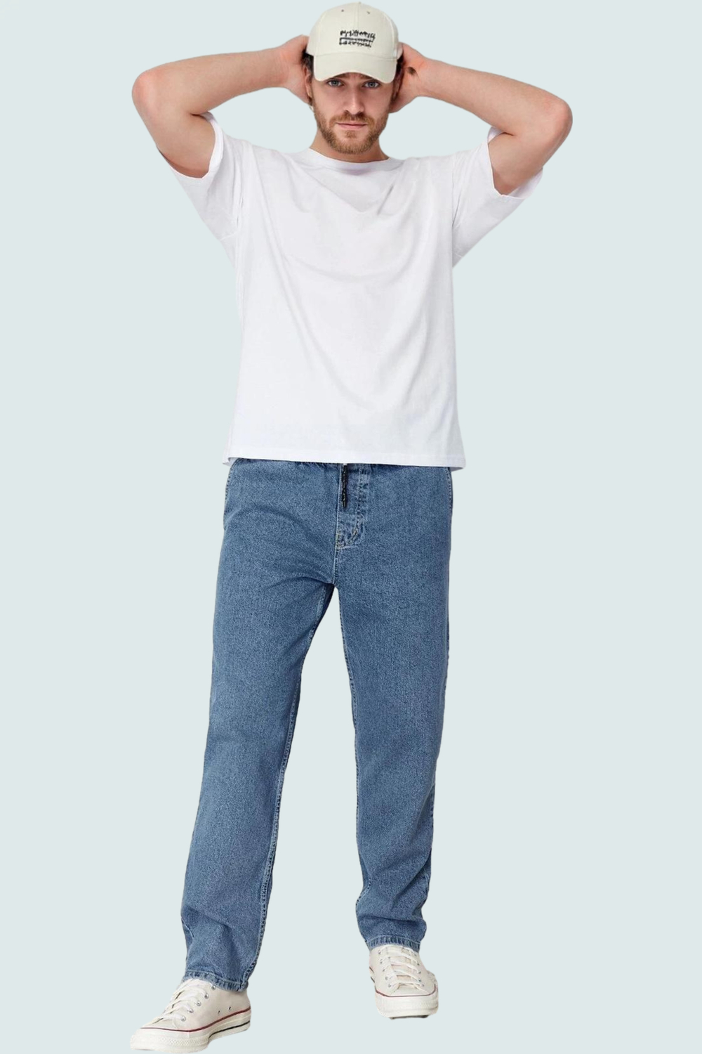 Erkek Relaxed Fit Kordonlu Jean Pantolon Fonksiyonel Dayanıklı Kaliteli Konforlu Estetik Şık