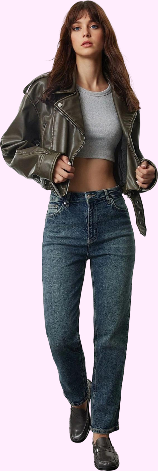 Kadın Straight Jean Pantolon Yüksek Bel Rahat Kesim Günlük Kullanım Yaz Aylarının Vazgeçilmezi