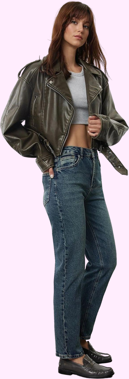 Kadın Straight Jean Pantolon Yüksek Bel Rahat Kesim Günlük Kullanım Yaz Aylarının Vazgeçilmezi