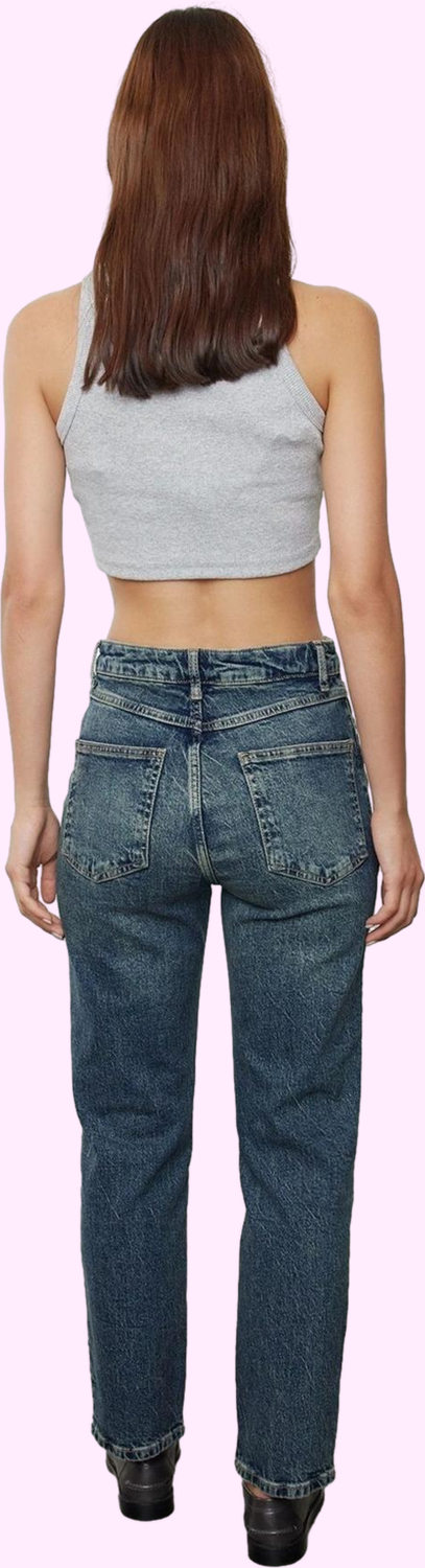 Kadın Straight Jean Pantolon Yüksek Bel Rahat Kesim Günlük Kullanım Yaz Aylarının Vazgeçilmezi