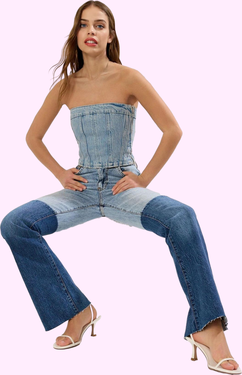 Kadın Renk Bloklu Comfort Flare Jean Yüksek Bel Günlük Ve Özel Günler Yaz Aylarının Vazgeçilmezi