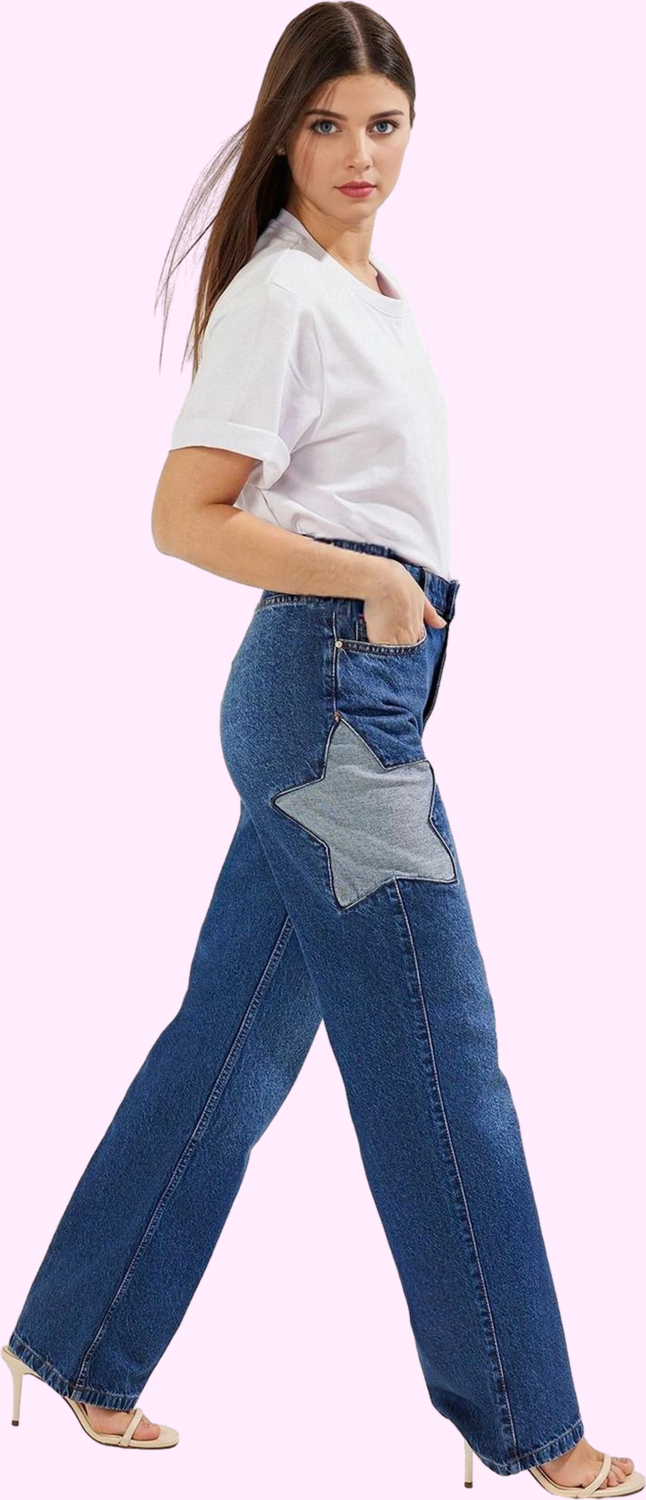 Kadın Denim Yüksek Bel Wide Leg Jean Pantolon Günlük Kombinler Hafta Sonu Kaliteli Malzeme