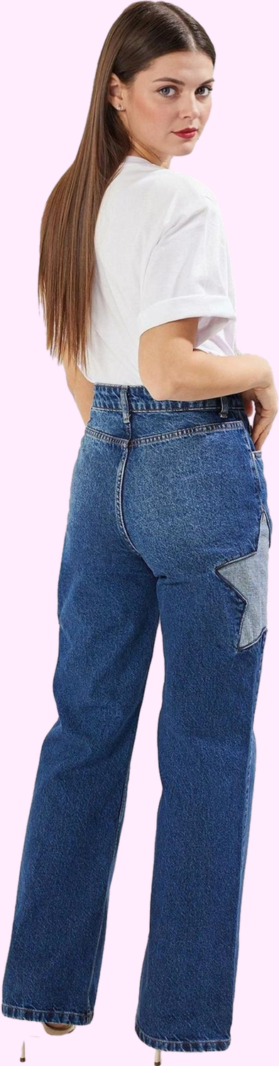 Kadın Denim Yüksek Bel Wide Leg Jean Pantolon Günlük Kombinler Hafta Sonu Kaliteli Malzeme