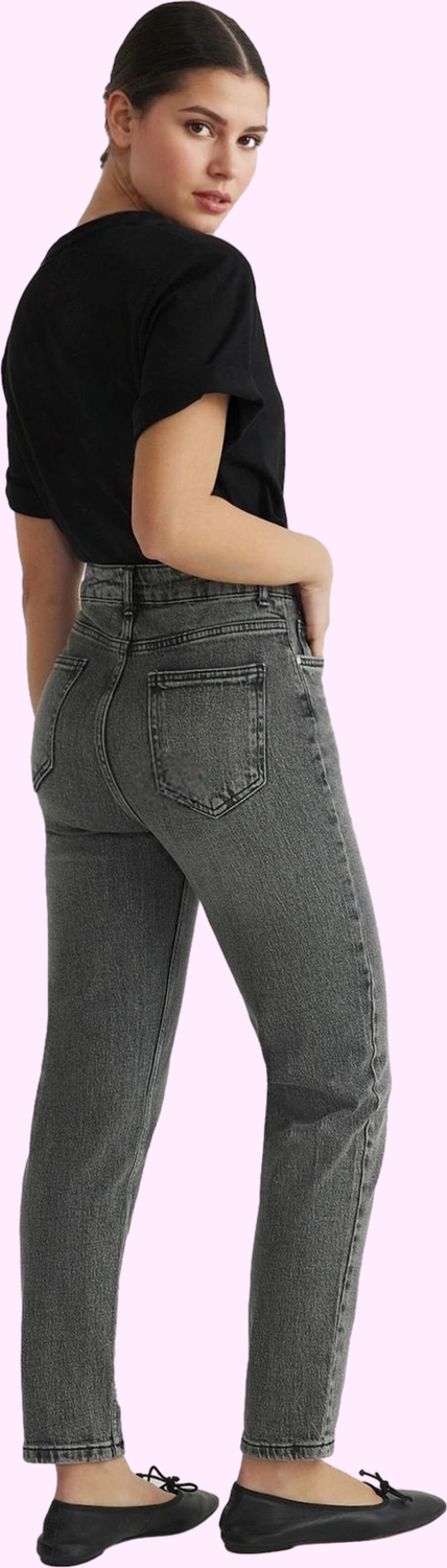 Kadın Denim Mom Jean Pantolon Yüksek Bel Boru Paça Casual Günlük Kullanım Kaliteli Malzeme